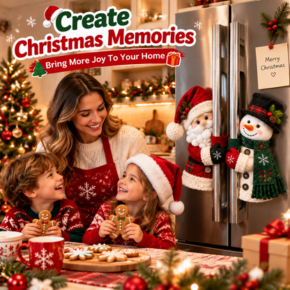 ✨ Bring Christmas Cheer Home – Festive Santa & Snowman Refrigerator Handle Decor