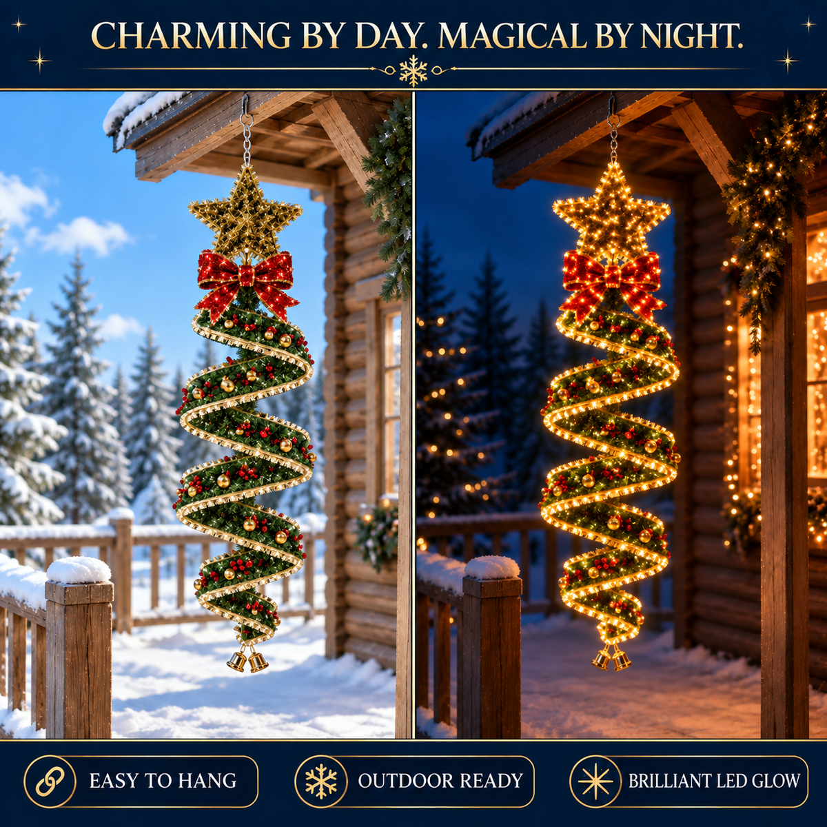 🎄 50% OFF Hanging Christmas Spiral Lights – 3 Festive Holiday Designs ✨