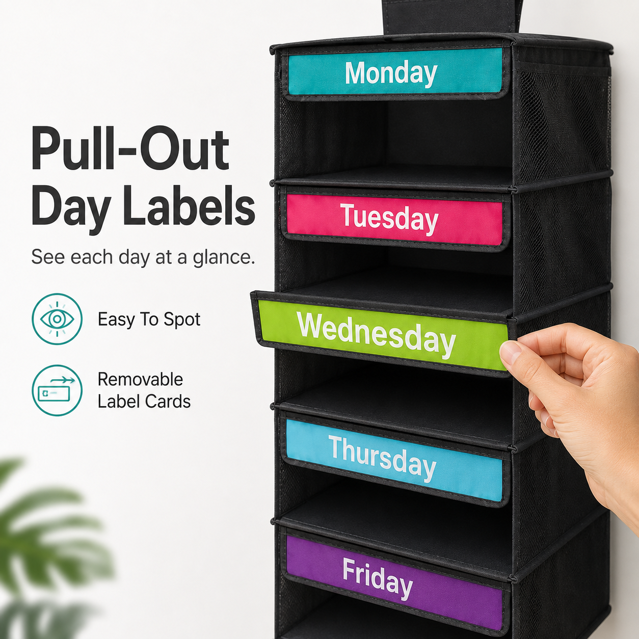 🎁 50% OFF TODAY 5-Day Hanging Clothes Organizer – Turn Closet Chaos Into Grab-and-Go