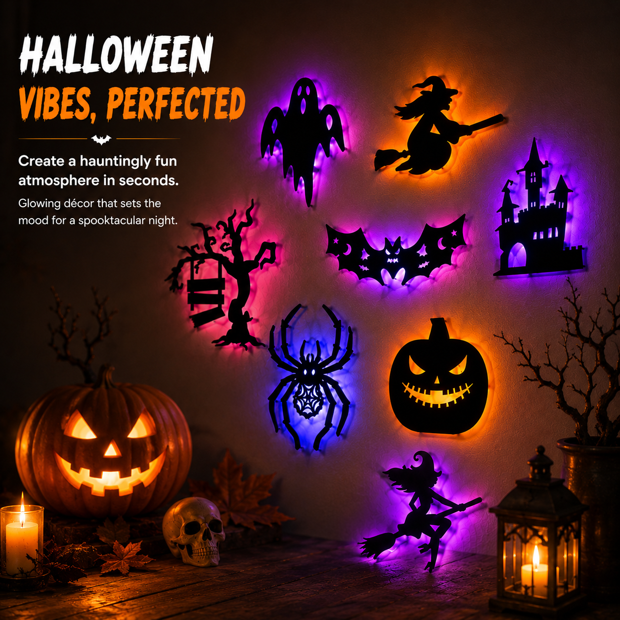 🔥 HALLOWEEN SPECIAL 🎃 30-Piece Glowing Wall Décor Set – Turn Any Wall Into a Spooky Night Scene 👻