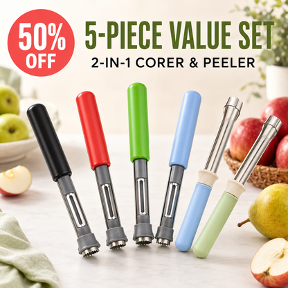 🎁 50% OFF 5-Pack Apple Corer & Peeler Value Set for Home, Family and Gifting 🍎
