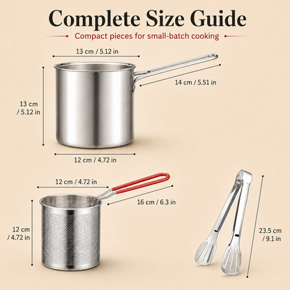 🍗 Crispy Favorites Made Easy 🔥 304 Stainless Steel Mini Fryer with Drain Basket