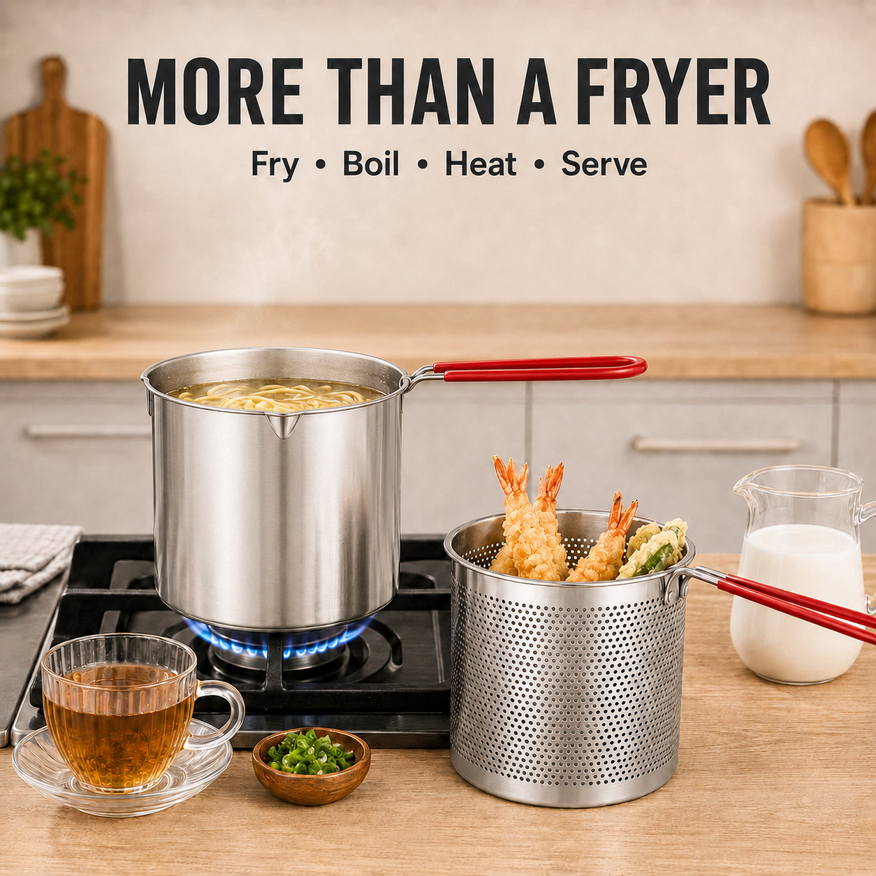 🍗 Crispy Favorites Made Easy 🔥 304 Stainless Steel Mini Fryer with Drain Basket