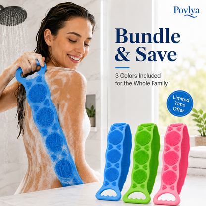 🔥49% OFF 3-Piece Extra-Long Silicone Back Scrubber Set 🫧 Easy Reach & Deep Clean