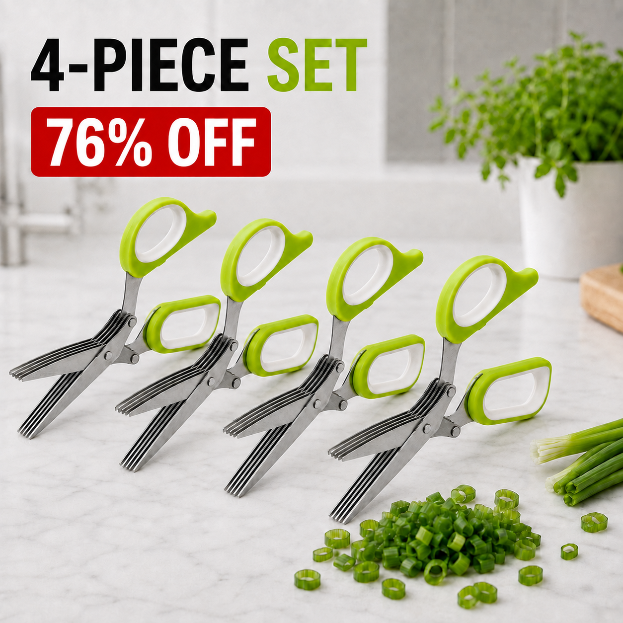 🔥 50% OFF Must-Have Kitchen Gadget ✂️ 5-Blade Herb Cutter For Faster Cooking