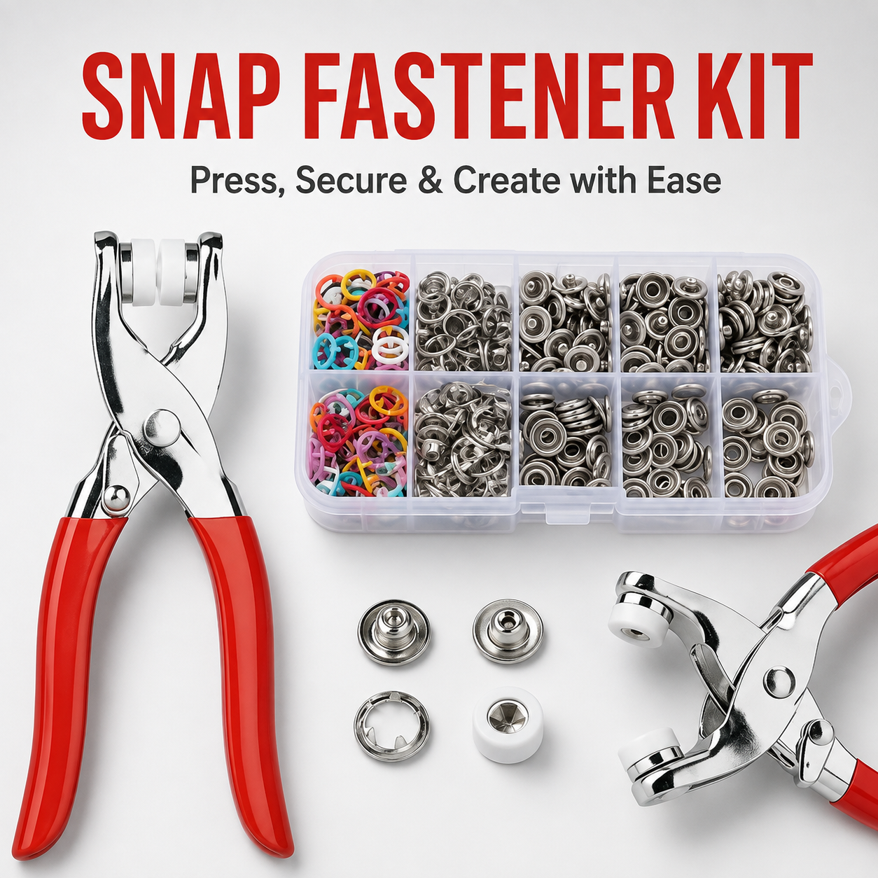 🎯 LIMITED-TIME SALE 🧰 Snap Fastener Pliers Kit — Easy Handheld Installation for Clothing, Bags & Crafts