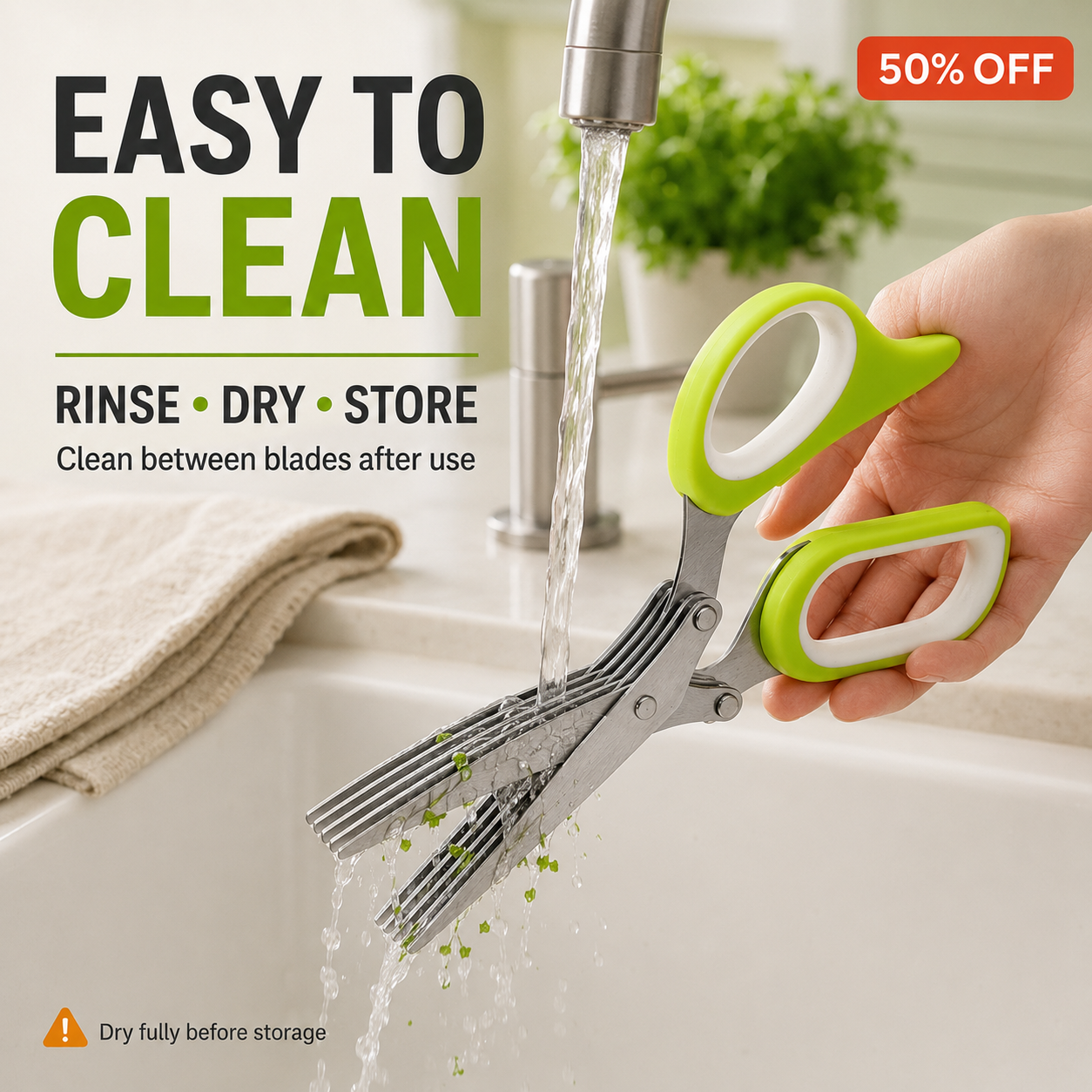🔥 50% OFF Must-Have Kitchen Gadget ✂️ 5-Blade Herb Cutter For Faster Cooking