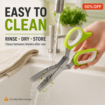 🔥 50% OFF Must-Have Kitchen Gadget ✂️ 5-Blade Herb Cutter For Faster Cooking
