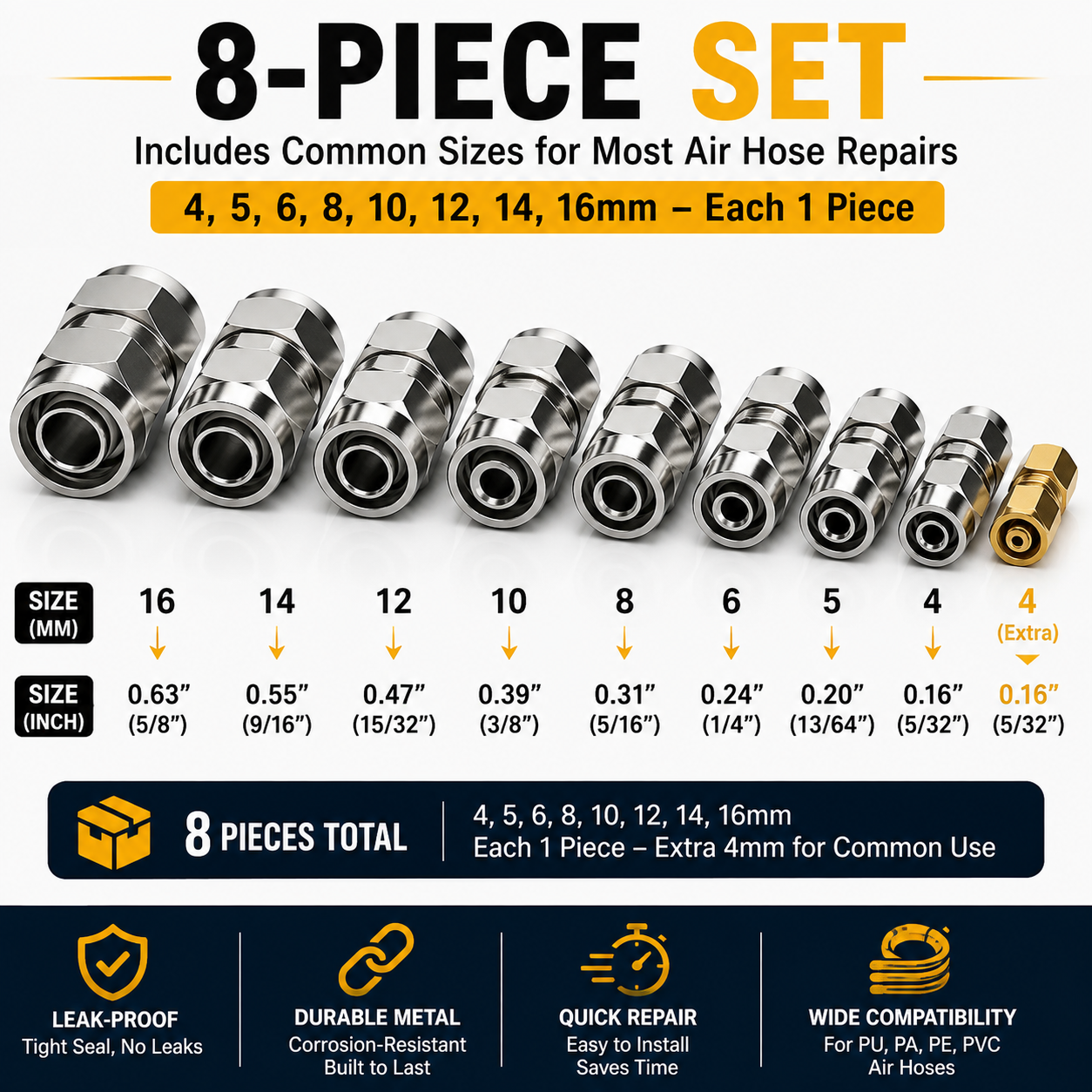 🎉50% OFF Heavy-Duty Truck/RV Air Line Fitting Kit (8-Piece Set)