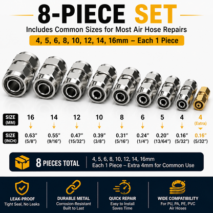 🎉50% OFF Heavy-Duty Truck/RV Air Line Fitting Kit (8-Piece Set)
