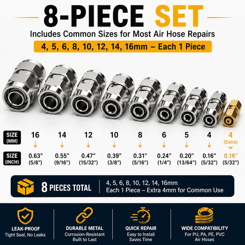 🎉50% OFF Heavy-Duty Truck/RV Air Line Fitting Kit (8-Piece Set)
