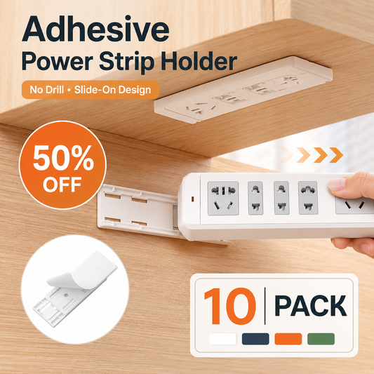 🔥 50% OFF Self-Adhesive Power Strip Holder 🔌 Keep Cords Off the Floor & Desk