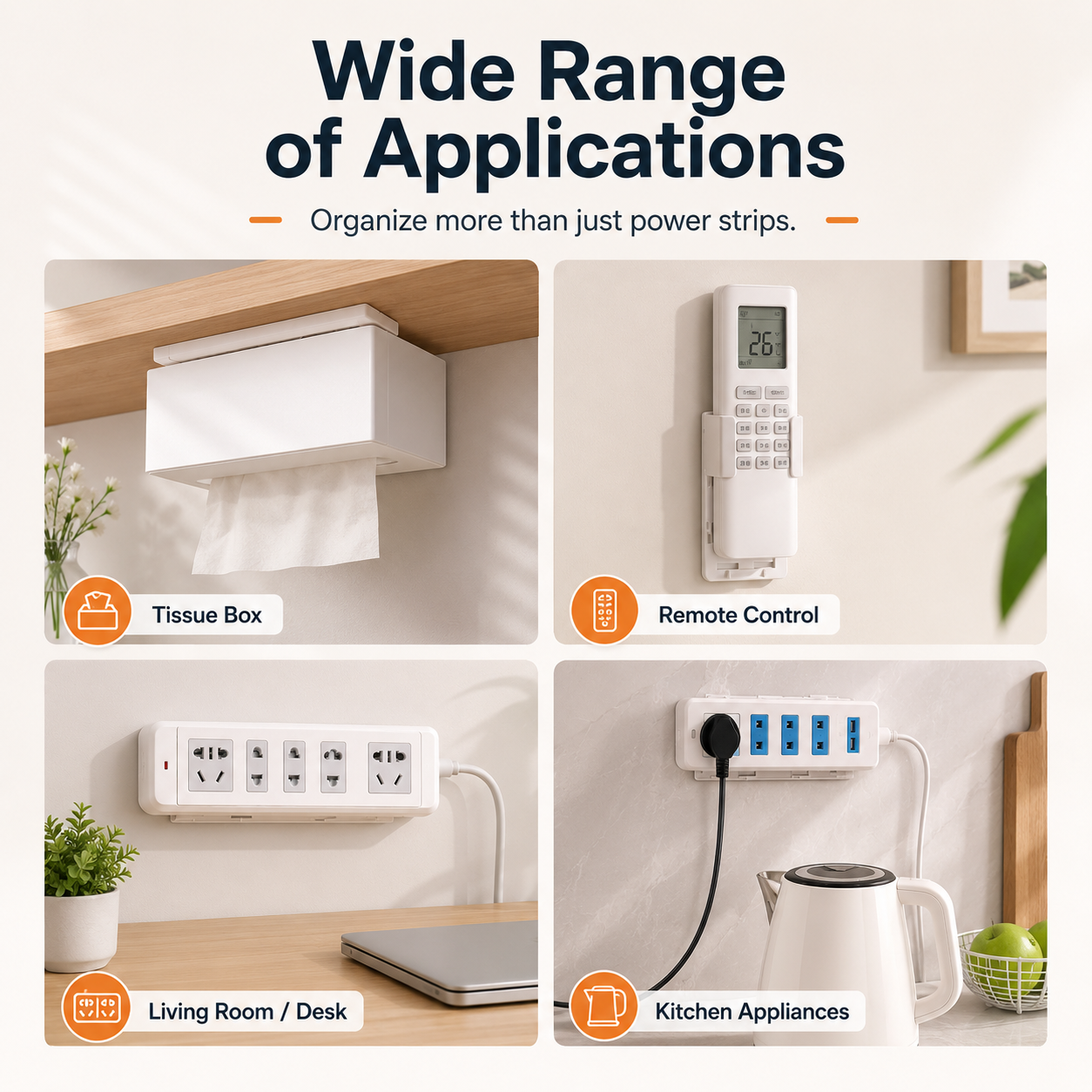 🔥 50% OFF Self-Adhesive Power Strip Holder 🔌 Keep Cords Off the Floor & Desk