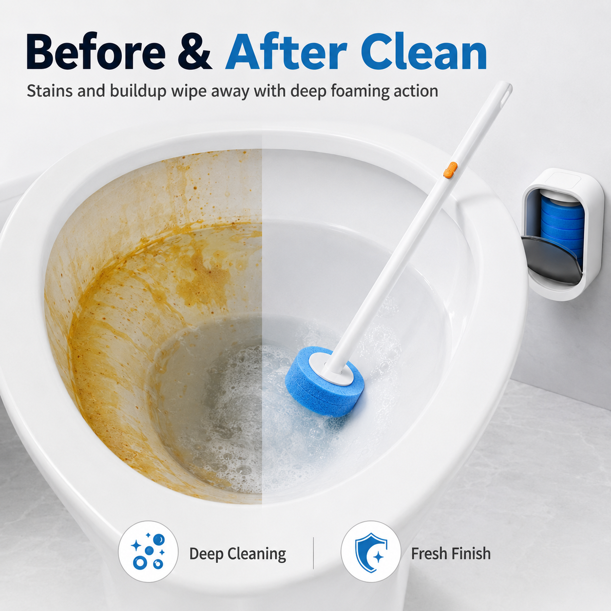 🚽✨ 50% OFF Wall-Mounted Disposable Toilet Brush 🧽 Fresh Head Every Clean