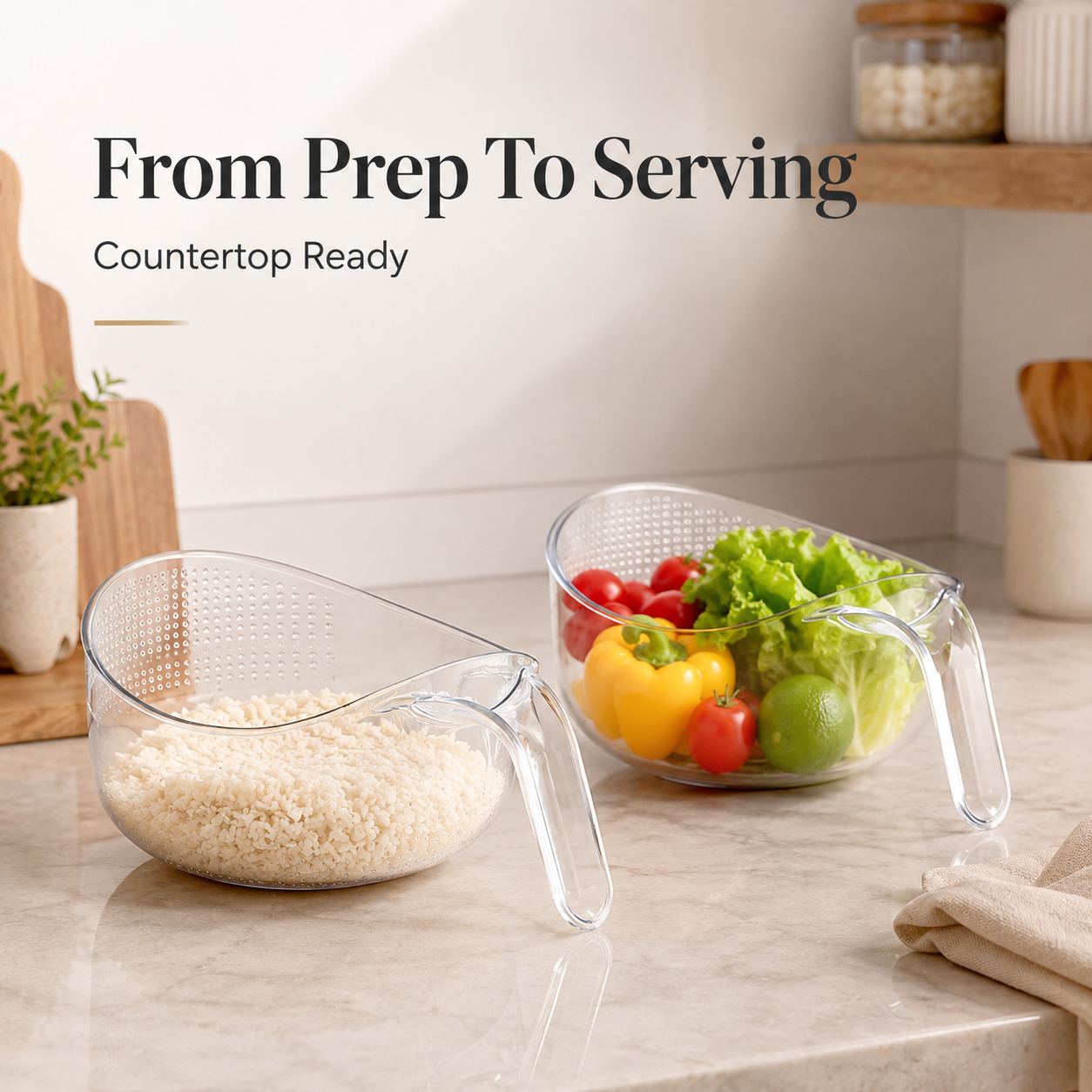 🍚 50% OFF Aesthetic Multifunctional Rice Strainer ✨ Rinse, Drain & Pour with Ease