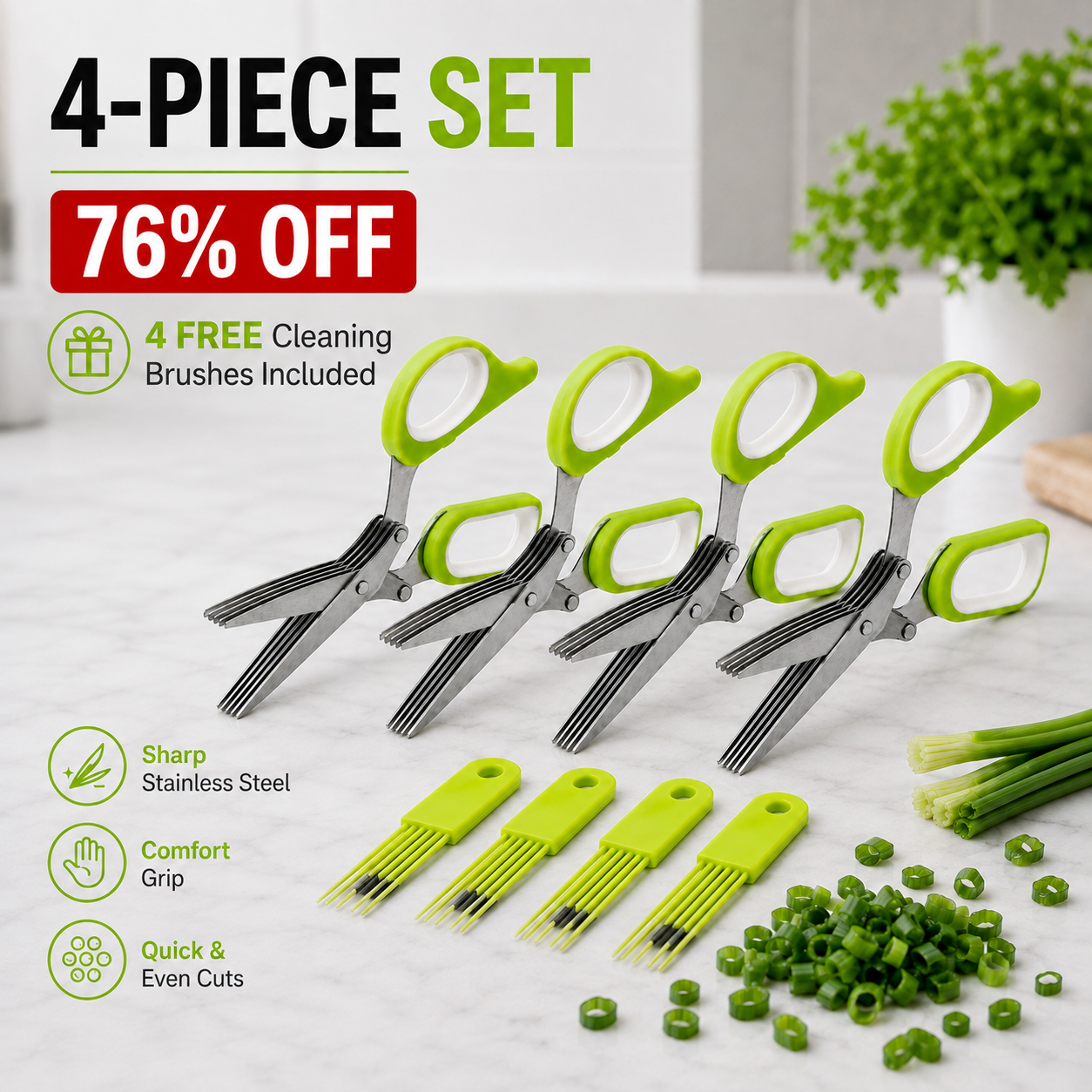 🔥 50% OFF Must-Have Kitchen Gadget ✂️ 5-Blade Herb Cutter For Faster Cooking