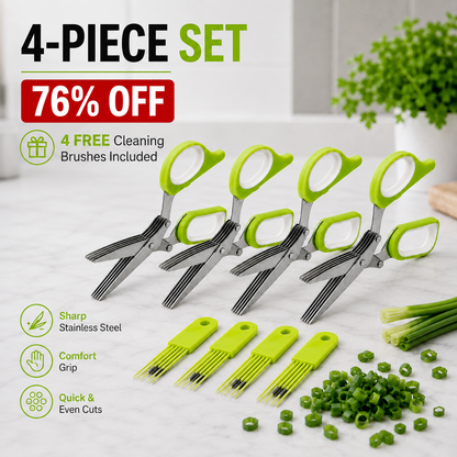 🔥 50% OFF Must-Have Kitchen Gadget ✂️ 5-Blade Herb Cutter For Faster Cooking