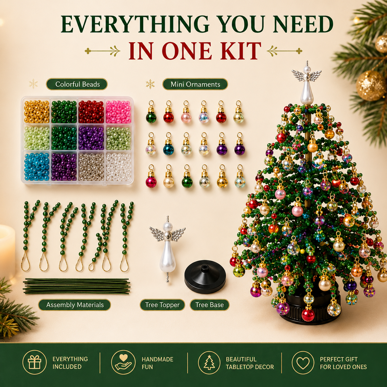 🌟 50% OFF Beaded Christmas Tree DIY Kit 🎄 Make Your Own Festive Keepsake This Holiday