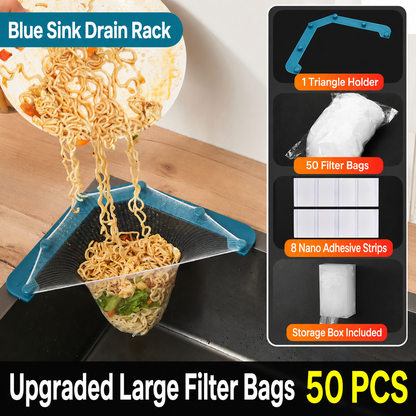 🔥 50% OFF Upgraded Sink Drain Rack ✨ 50 Filter Bags Included For Easy Cleanup