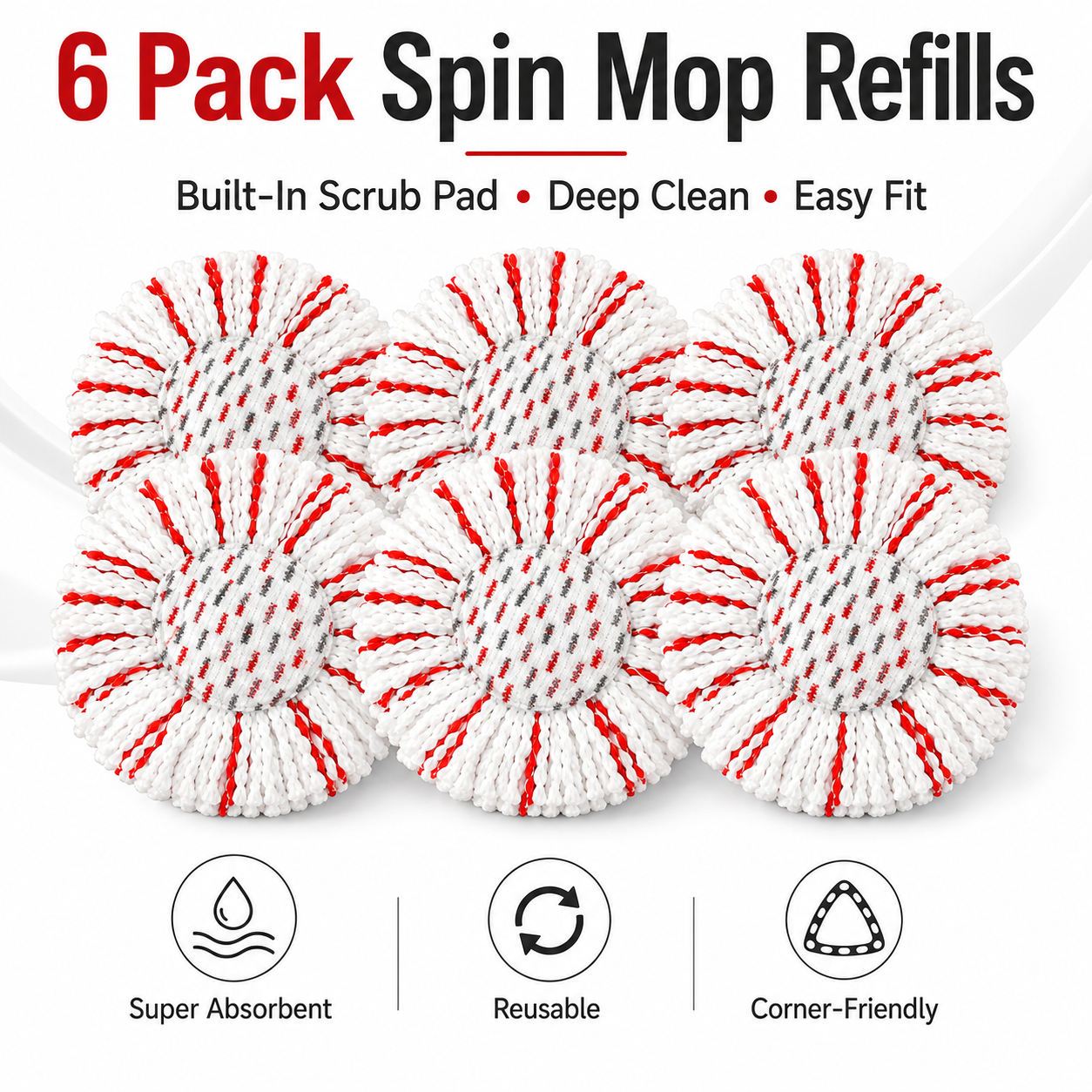 🔥 49% OFF Microfiber Spin Mop Replacement Heads ✨ Refresh Your Mop & Make Floor Cleaning Easier