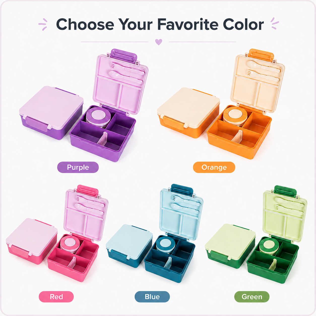 🎒48% OFF Kids Bento Lunch Box with Food Jar, Spoon & Fork – School Ready