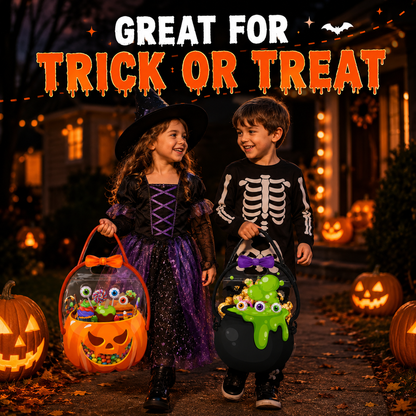 🎃 50% OFF 60 PCS Halloween Goodie Bags Set 🧡 Pumpkin & Cauldron Treat Bags for Trick or Treat Candy Party Favors