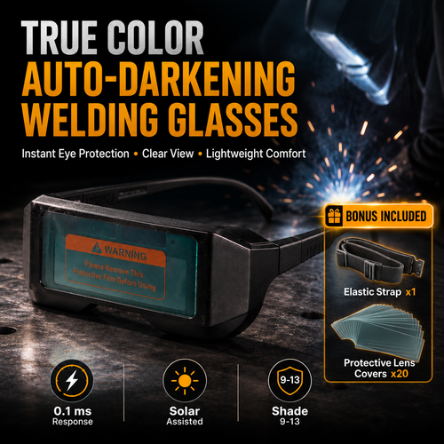 🔥 50% OFF Auto Darkening Welding Glasses ✨ Smart Eye Protection With True Color Vision & Instant Lens Response