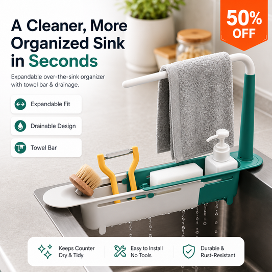 🔥 50% OFF Expandable Sink Organizer 🧽 Keep Your Sink Clean & Clutter-Free