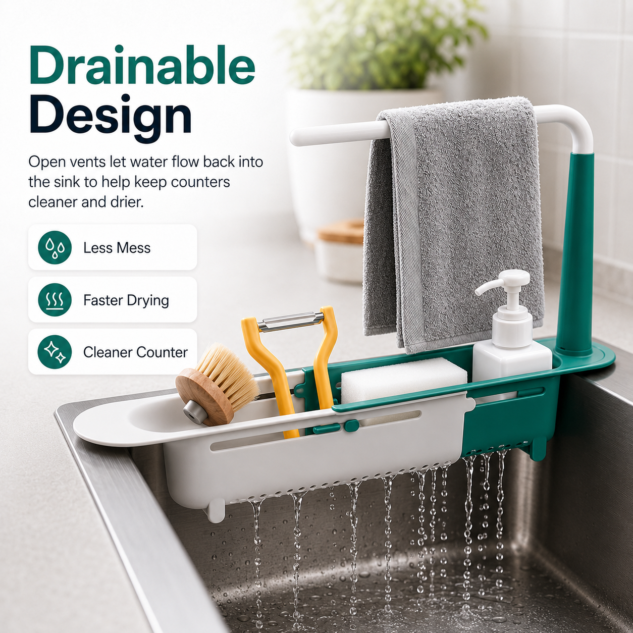 🔥 50% OFF Expandable Sink Organizer 🧽 Keep Your Sink Clean & Clutter-Free