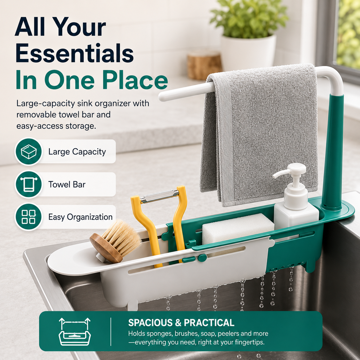 🔥 50% OFF Expandable Sink Organizer 🧽 Keep Your Sink Clean & Clutter-Free