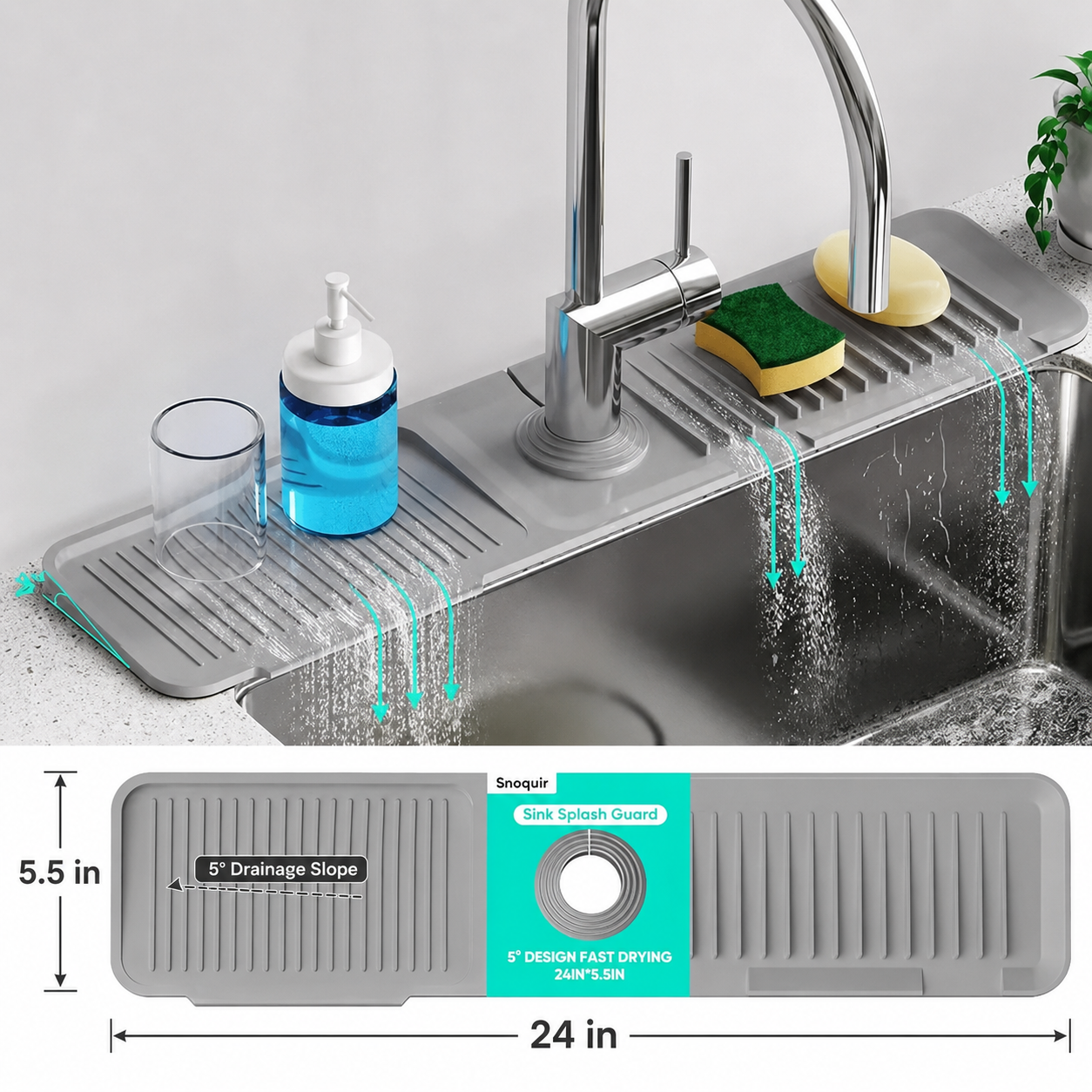 💦 50% OFF 24 Inch Adjustable Silicone Sink Splash Guard ✨ Fast-Draining & Cut-to-Fit Design