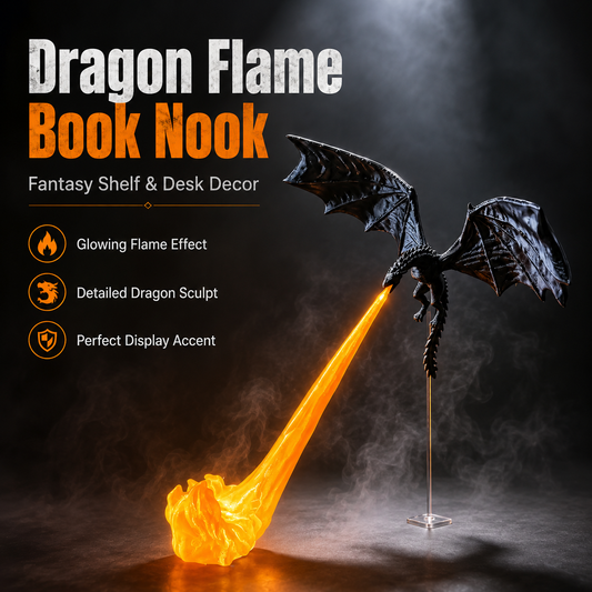 🔥 49% OFF Dragon Flame Book Nook – Fantasy Shelf & Desk Decor 🐉