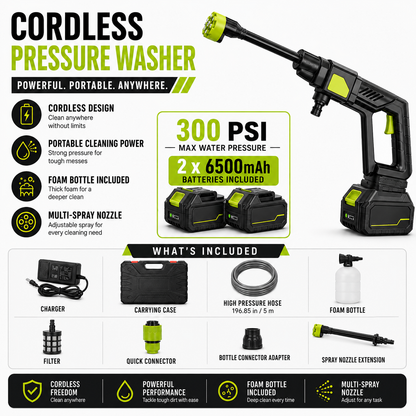 🔥 48% OFF 1200 PSI Pressure Washer – Dual 6500mAh Battery Kit