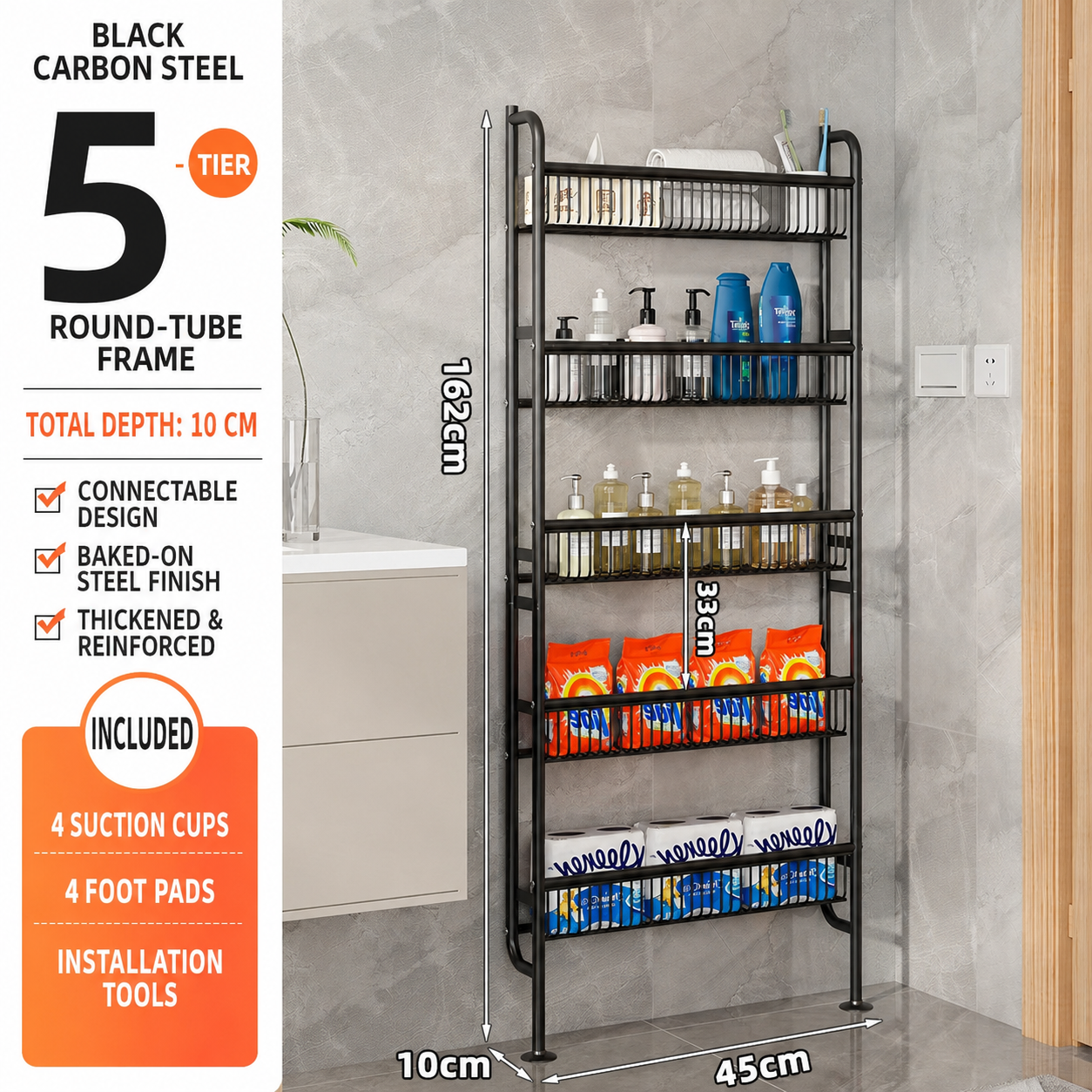 🚪 50% OFF 5-Tier Over Door Storage Rack – Maximize Your Space