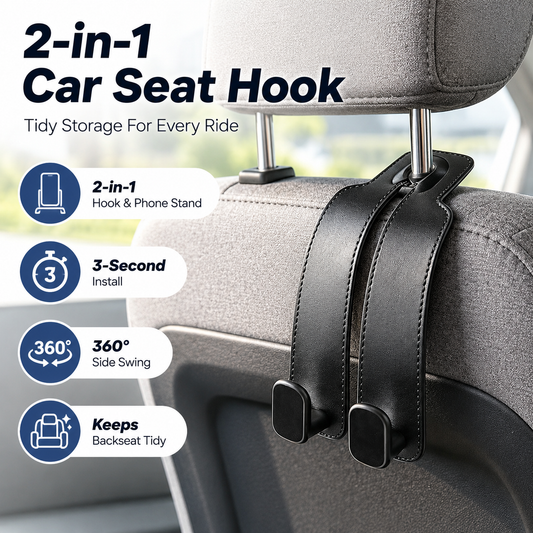 🔥 Save 50% Today 2-Pack Headrest Hooks 🚗 Keep Your Car Organized