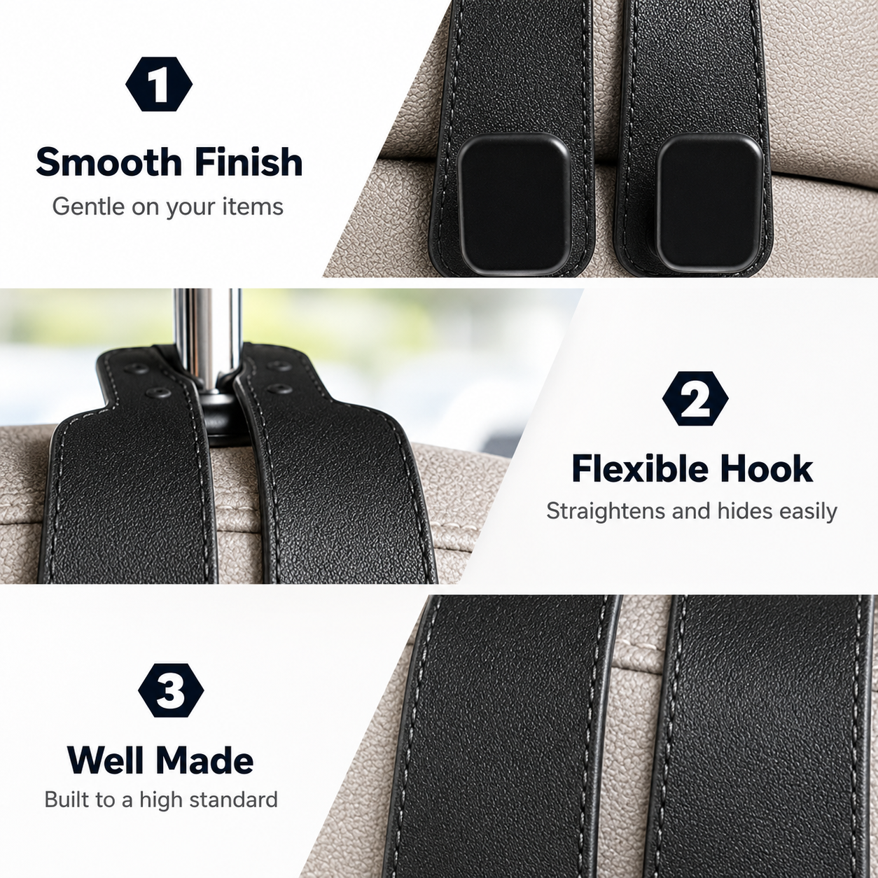 🔥 Save 50% Today 2-Pack Headrest Hooks 🚗 Keep Your Car Organized