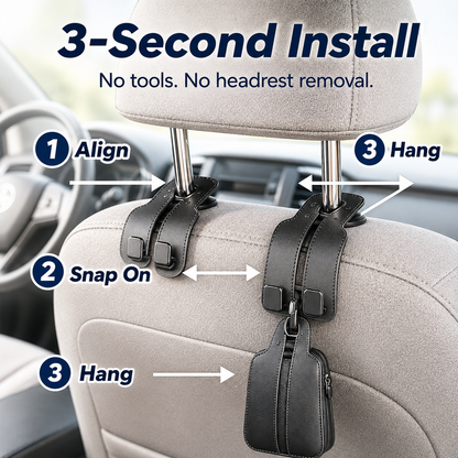 🔥 Save 50% Today 2-Pack Headrest Hooks 🚗 Keep Your Car Organized