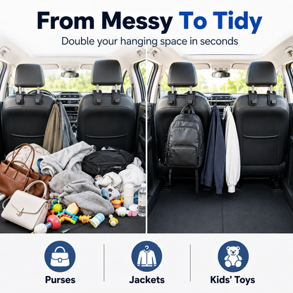 🔥 Save 50% Today 2-Pack Headrest Hooks 🚗 Keep Your Car Organized