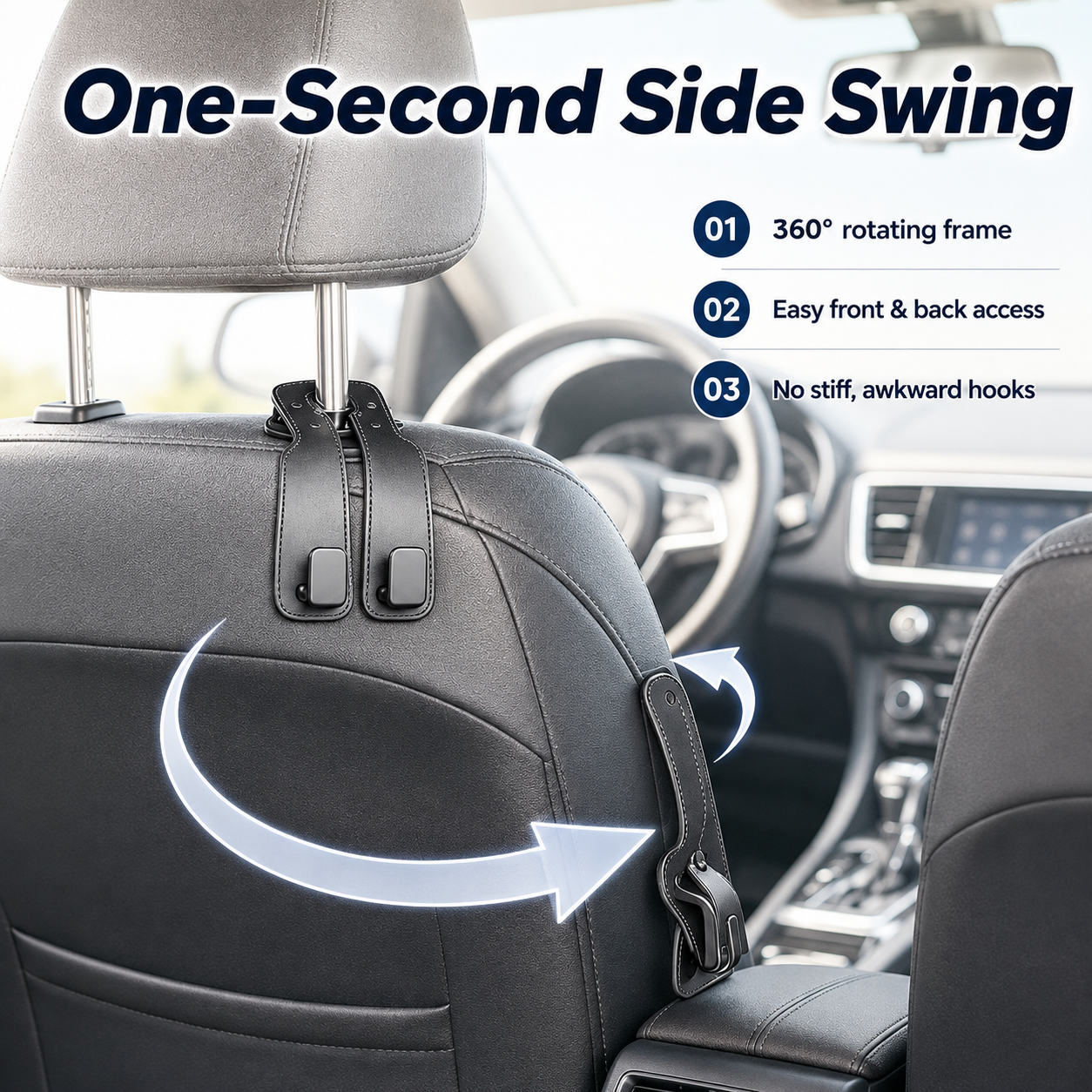 🔥 Save 50% Today 2-Pack Headrest Hooks 🚗 Keep Your Car Organized