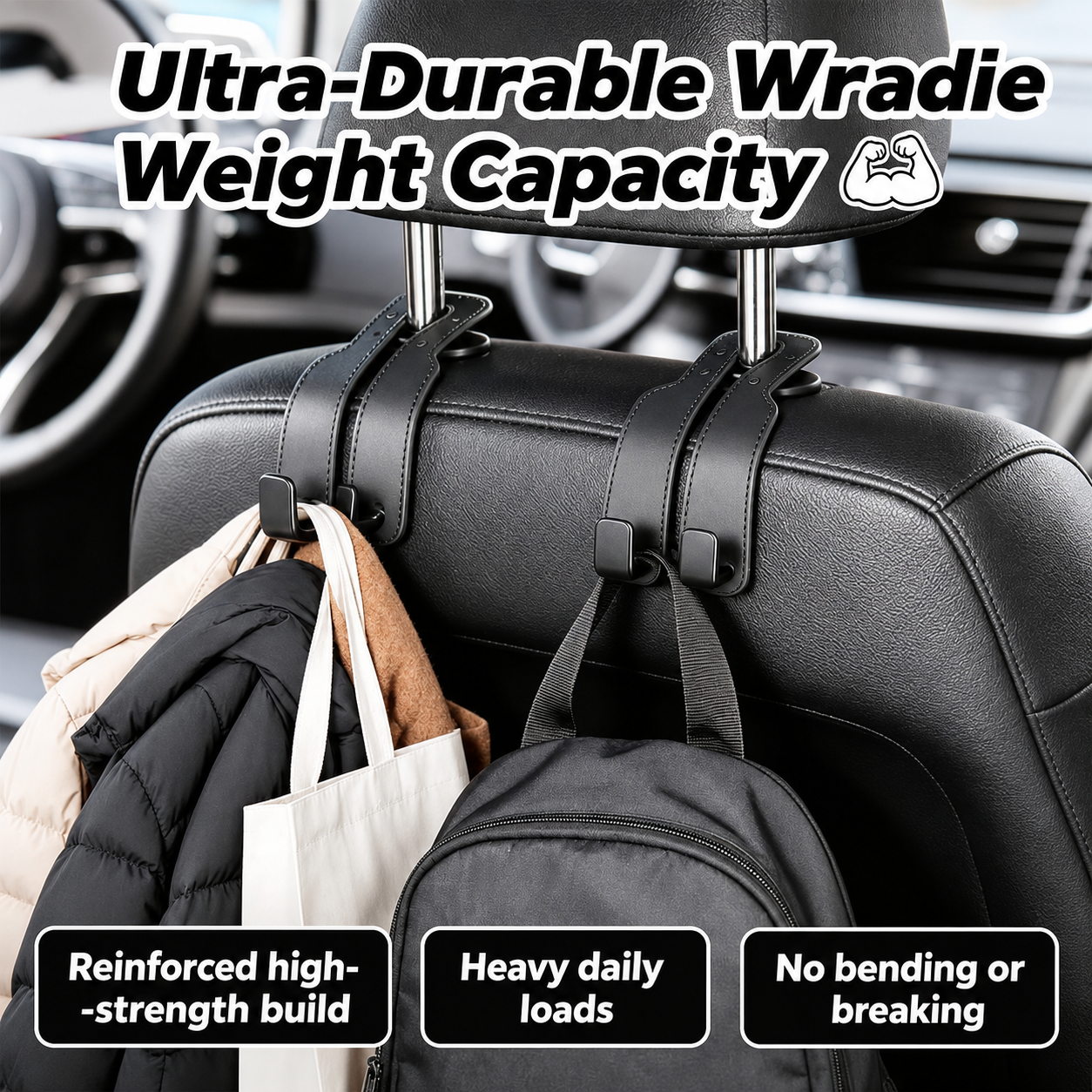 🔥 Save 50% Today 2-Pack Headrest Hooks 🚗 Keep Your Car Organized