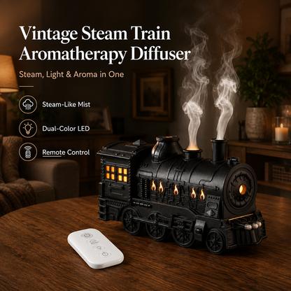 🔥 50% OFF TODAY 🚂 Vintage Steam Train Aromatherapy Diffuser with LED Mood Light ✨