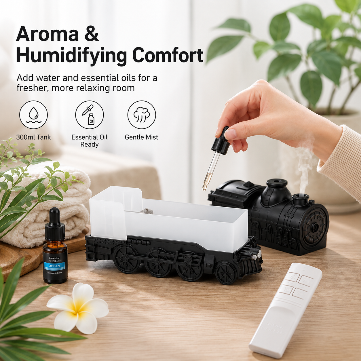 🔥 50% OFF TODAY 🚂 Vintage Steam Train Aromatherapy Diffuser with LED Mood Light ✨