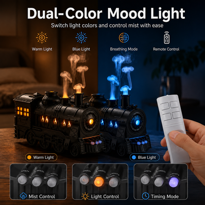 🔥 50% OFF TODAY 🚂 Vintage Steam Train Aromatherapy Diffuser with LED Mood Light ✨
