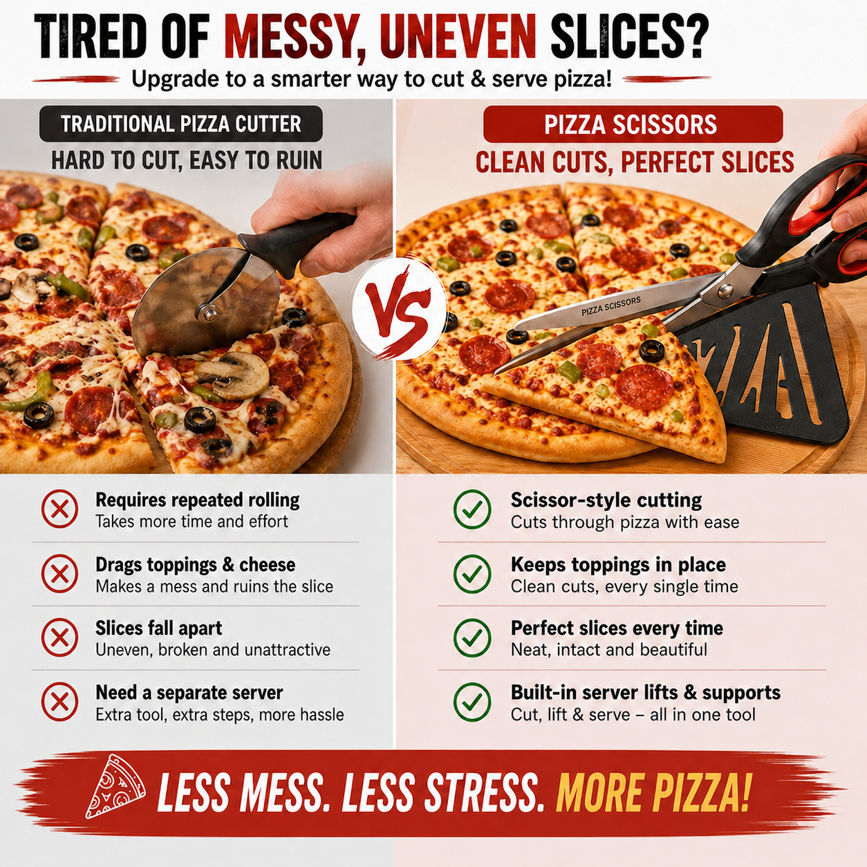 🔥 50% OFF 🍕 2-in-1 Pizza Scissors with Built-In Slice Server