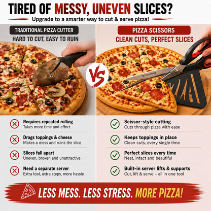 🔥 50% OFF 🍕 2-in-1 Pizza Scissors with Built-In Slice Server