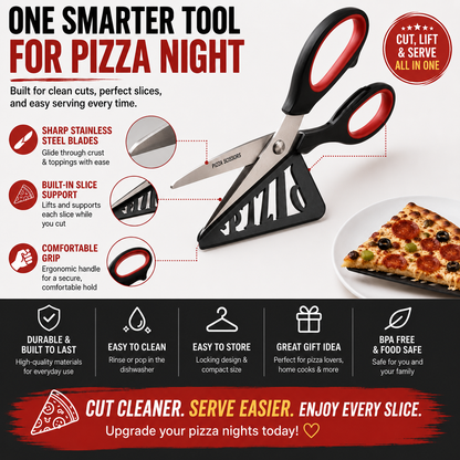 🔥 50% OFF 🍕 2-in-1 Pizza Scissors with Built-In Slice Server
