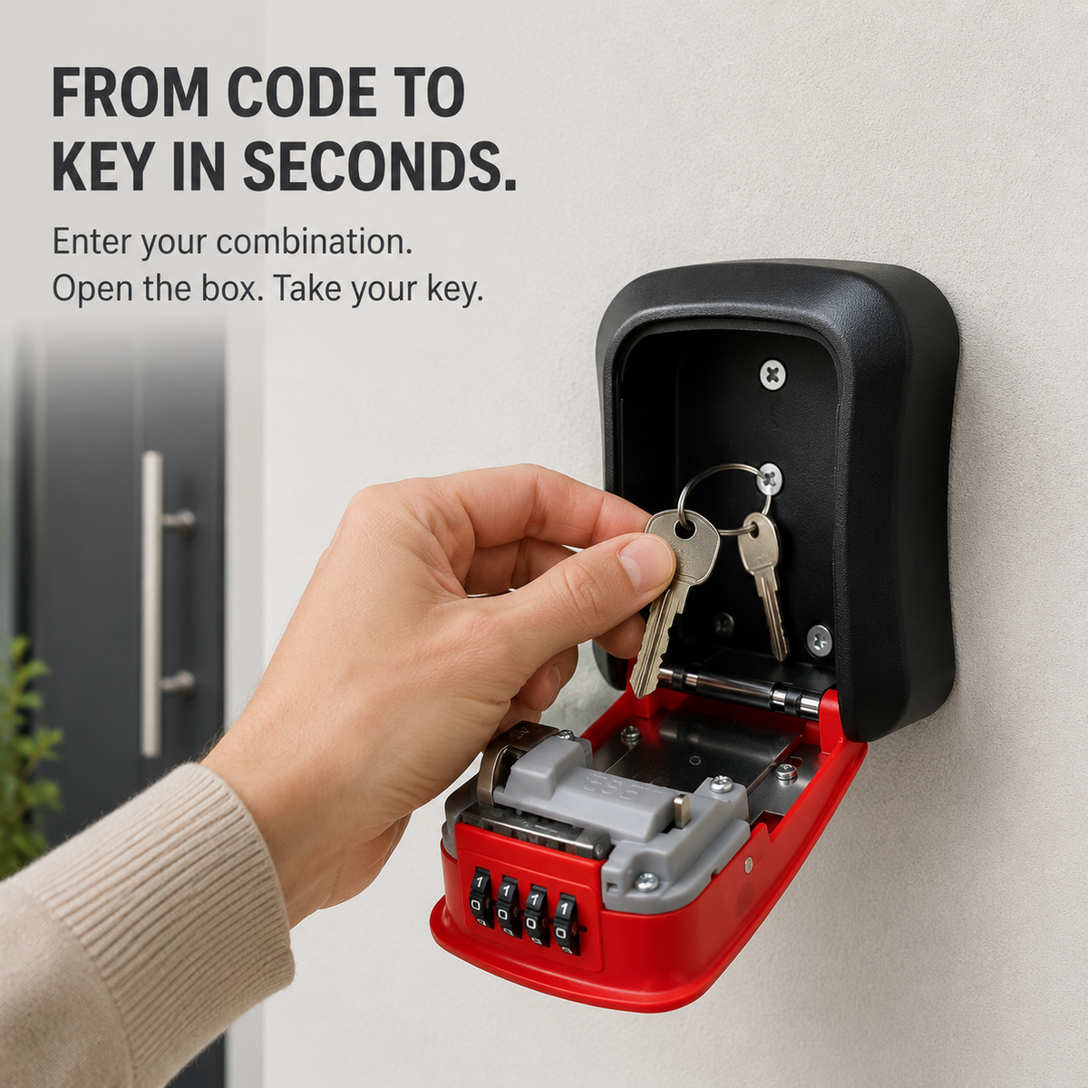 🔐 Wall-Mounted Key Lock Box – 4-Digit Combination Outdoor Key Safe