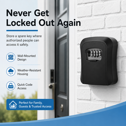 🔐 Wall-Mounted Key Lock Box – 4-Digit Combination Outdoor Key Safe