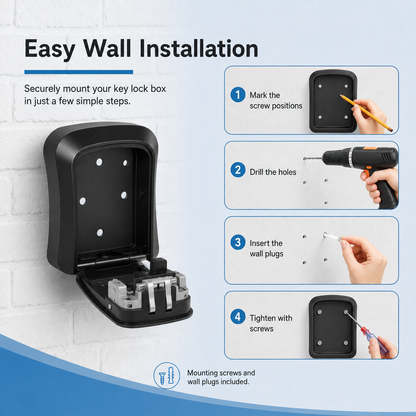 🔐 Wall-Mounted Key Lock Box – 4-Digit Combination Outdoor Key Safe