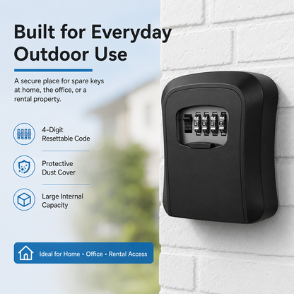 🔐 Wall-Mounted Key Lock Box – 4-Digit Combination Outdoor Key Safe